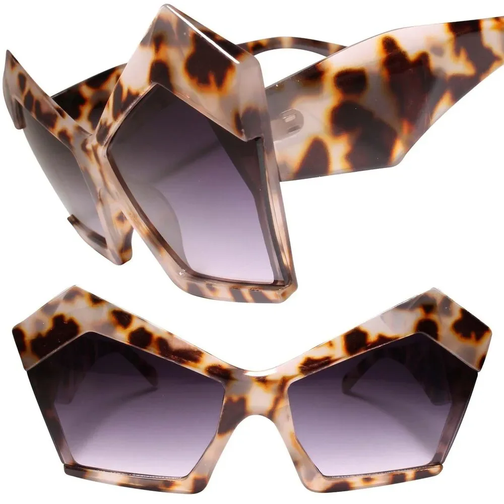 Oversized Edgy Tipped Up Corner Vintage Vibe Womens Tortoise Cat Eye Sunglasses
